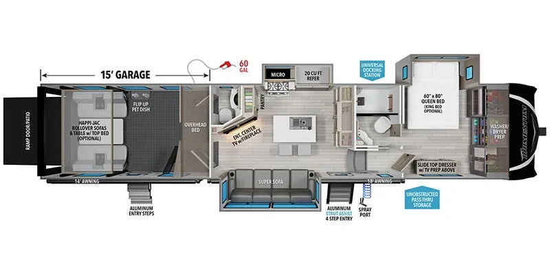 Grand Design Momentum M-Class 381MS floor plan