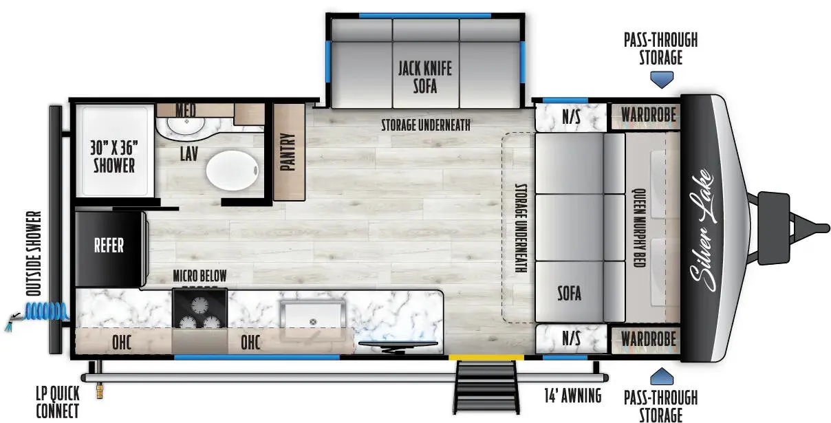 East to West Silver Lake 1800RB floor plan