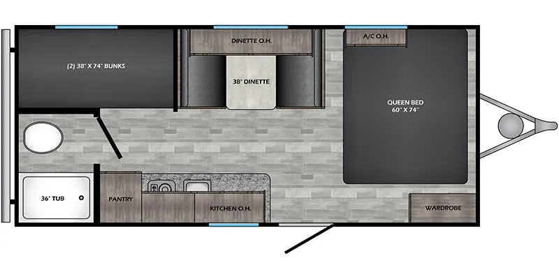 2021 CrossRoads Zinger Lite ZR18BH - Floor plan