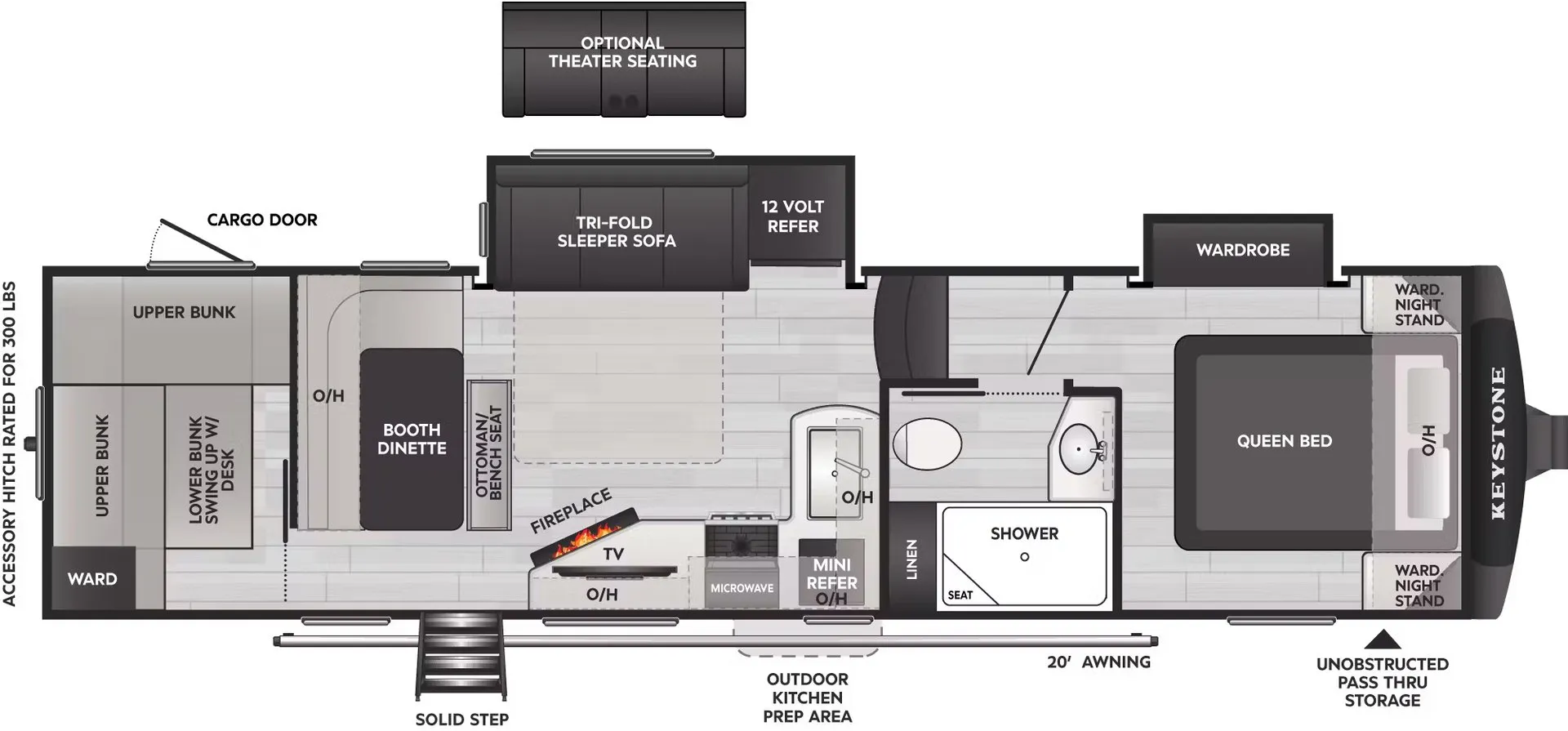 Keystone Cougar Half-Ton 29BHL floor plan