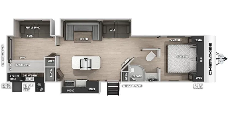 2019 Forest River Cherokee 304BH floor plan