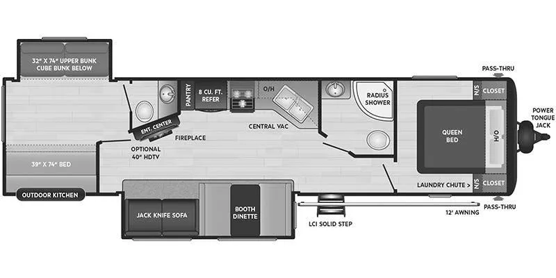 Keystone Hideout 338BR floor plan