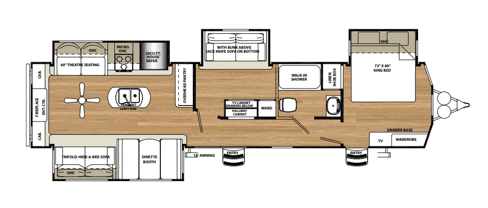 Forest River Sandpiper Destination 391SAB floor plan