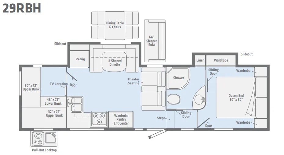 Winnebago Minnie Plus 29RBH floor plan
