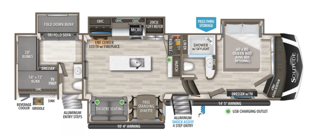 Grand Design Solitude S-Class 3740BH floor plan