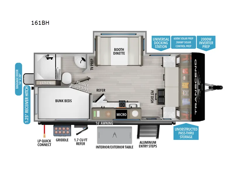 2026 Grand Design Transcend One 161BH floor plan