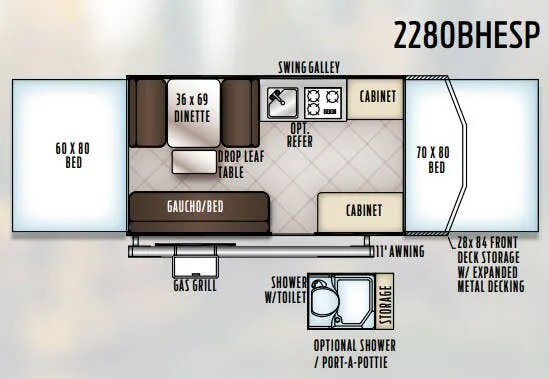 Forest River Rockwood Extreme Sports Package 2280BHESP floor plan