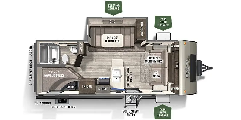 2018 Forest River Flagstaff Micro Lite 25BRDS floor plan
