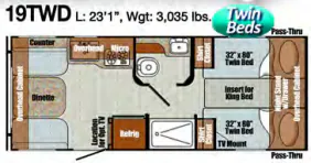 Gulf Stream Vintage Cruiser 19TWD floor plan