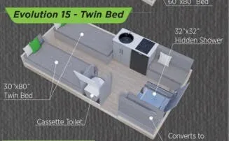 Aliner Evolution 15 TWIN BED floor plan