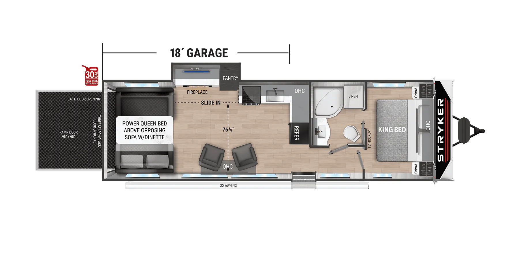 Cruiser RV Stryker ST3018 floor plan