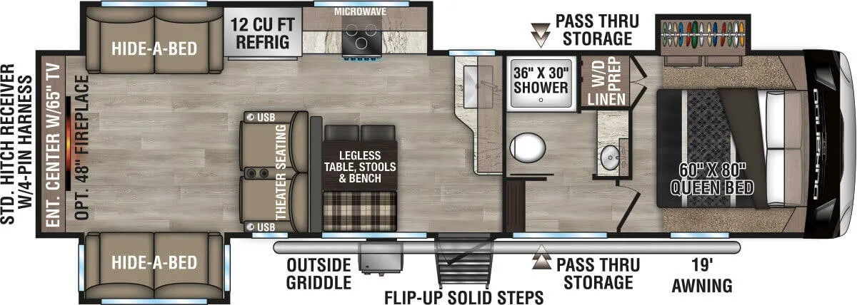 K-Z Durango Half-Ton D290RLT floor plan
