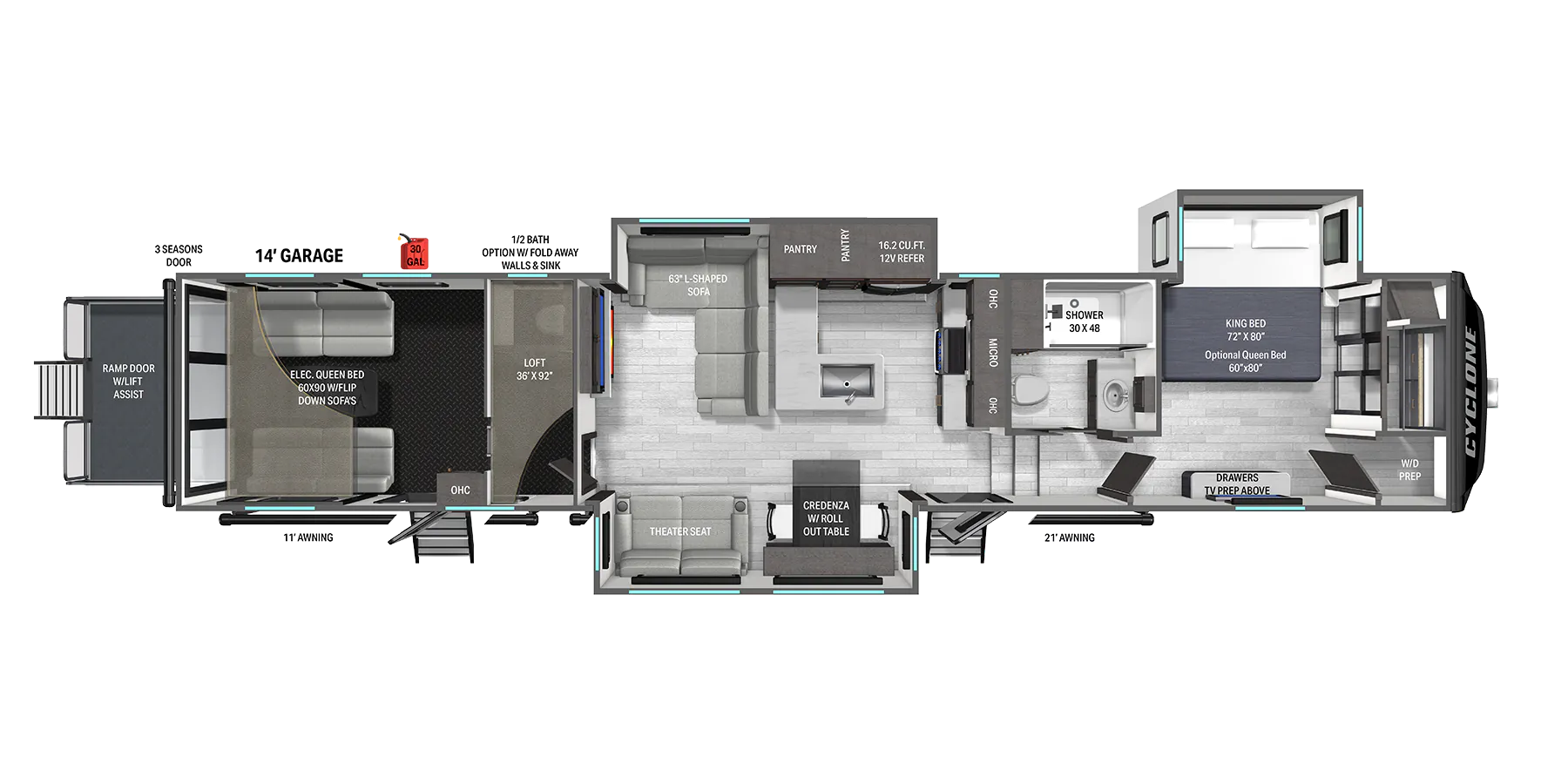 Heartland Cyclone 3914 floor plan
