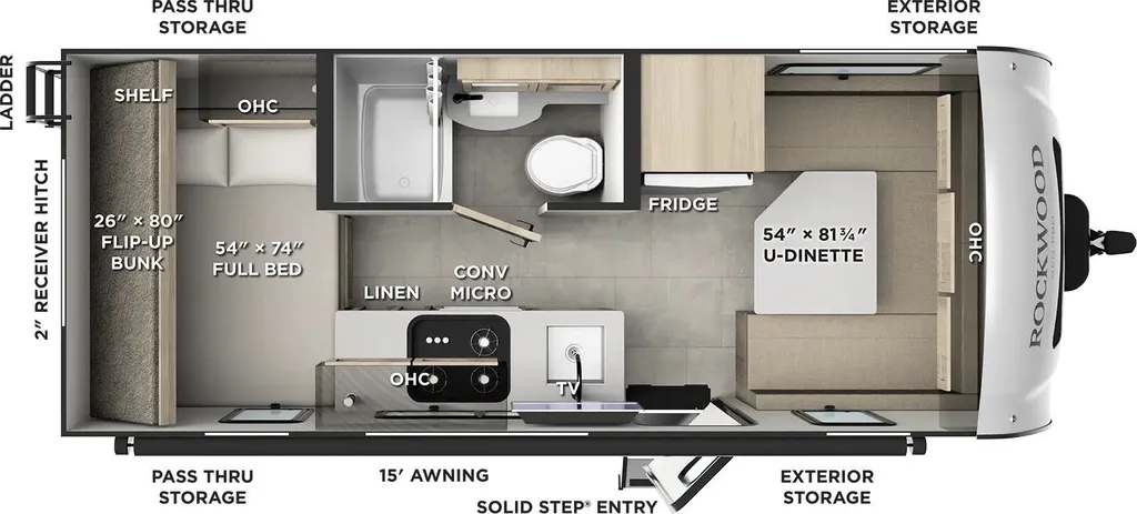 2027 Forest River Rockwood Geo Pro G19DBH floor plan