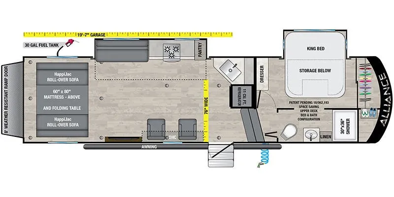 Alliance RV Valor 30A20 floor plan