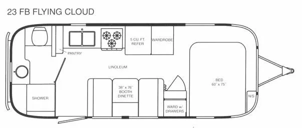 Airstream Flying Cloud 23FB floor plan