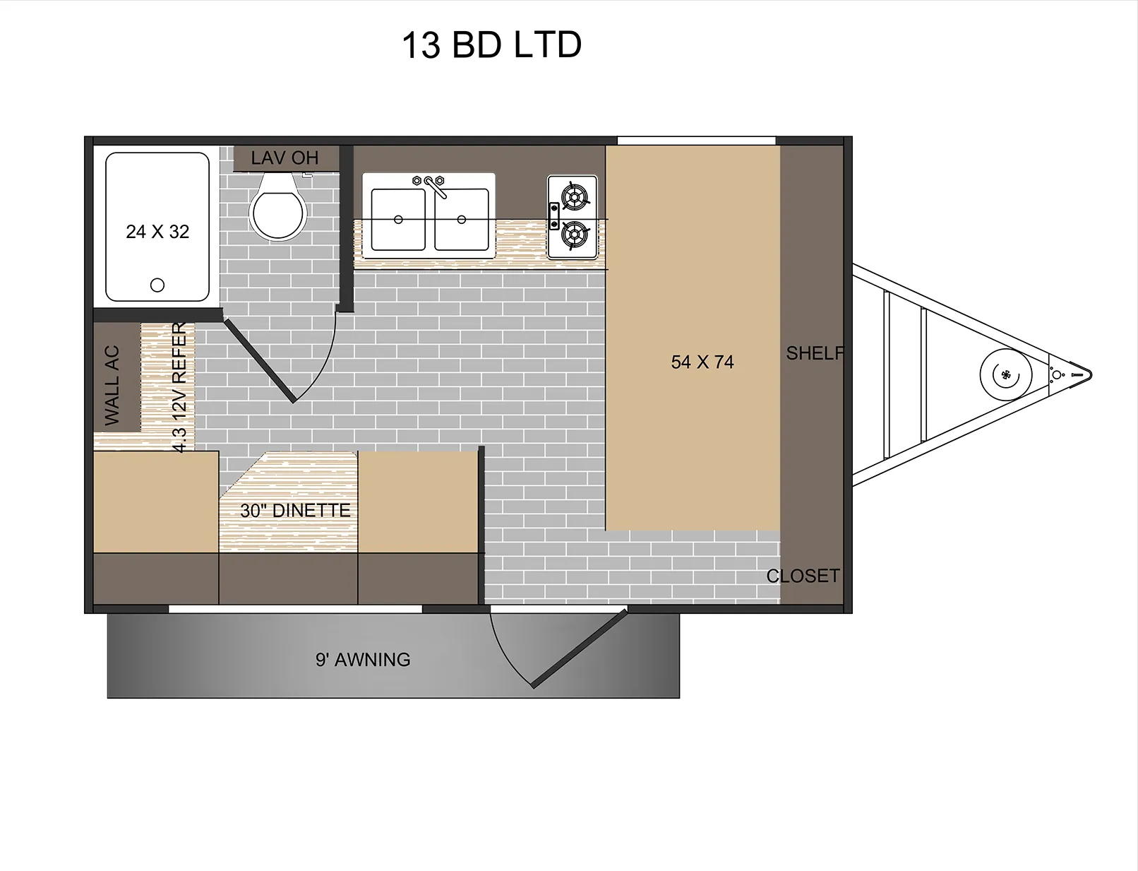 2026 Sunset Park RV Sun Lite LTD 13BD - Floor plan