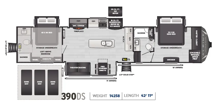 Keystone Avalanche 390DS floor plan