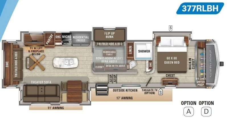 Jayco North Point 377RLBH floor plan