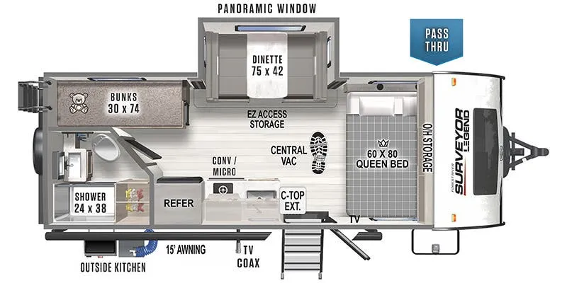 2023 Forest River Surveyor Legend 19BHLE floor plan