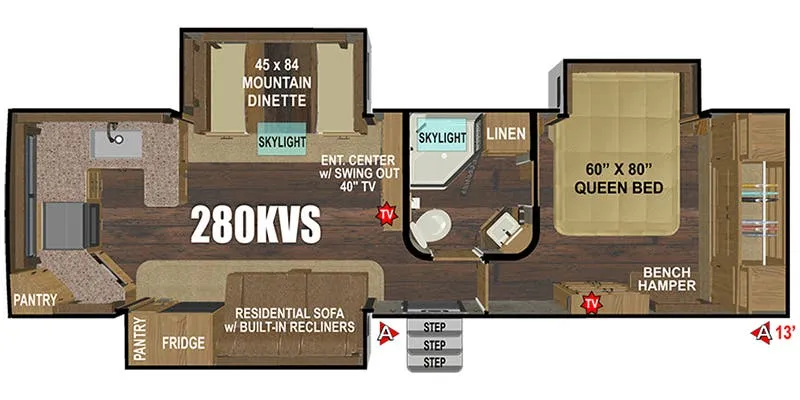 2024 Outdoors RV Mountain Series Black Stone 280KVS - Floor plan