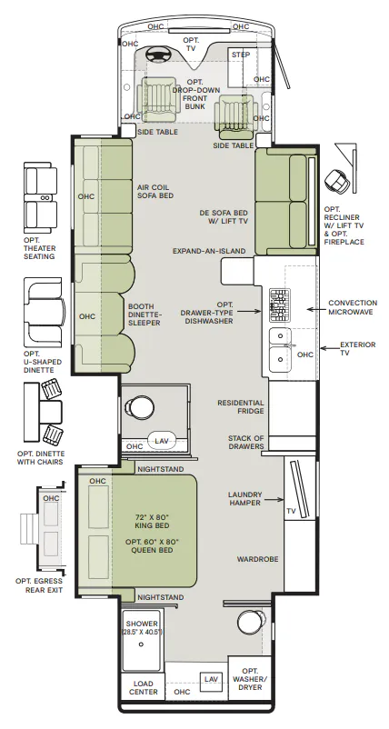 Tiffin Phaeton 37 BH (PowerGlide) floor plan