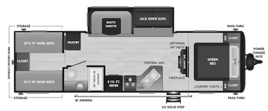 Keystone Hideout 29BQWE floor plan