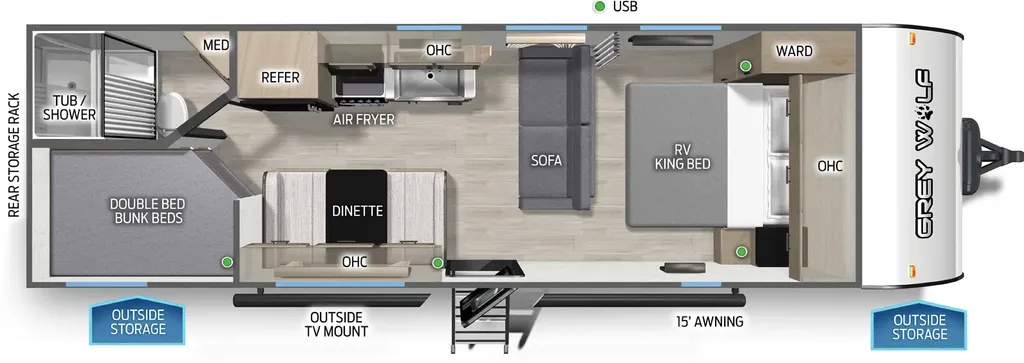2026 Forest River Cherokee Grey Wolf 26DJSE floor plan