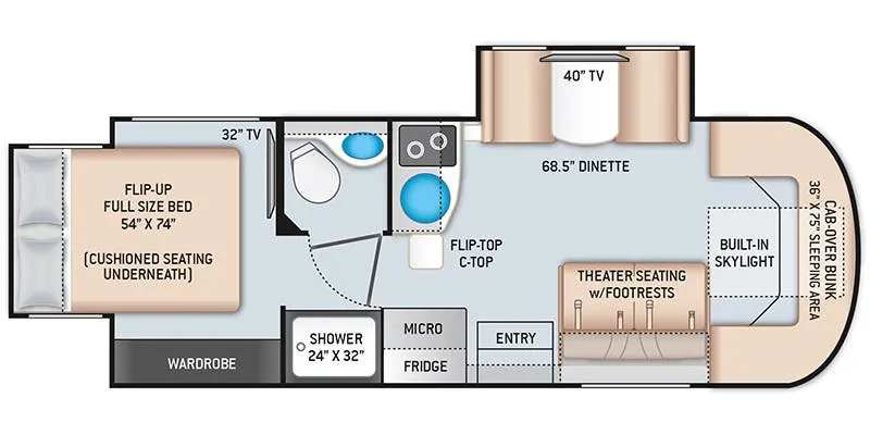 2021 Thor Motor Coach Tiburon 24RW - Floor plan