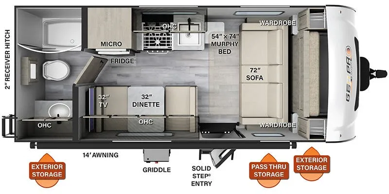 2023 Forest River Rockwood Geo Pro G19FD floor plan