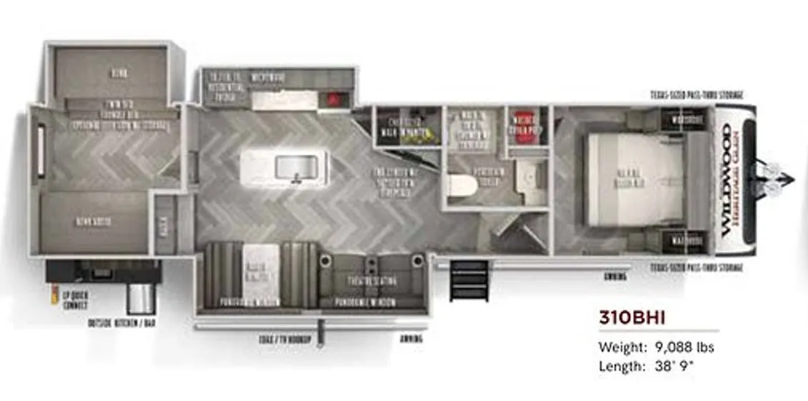 Forest River Wildwood Heritage Glen 310BHI floor plan