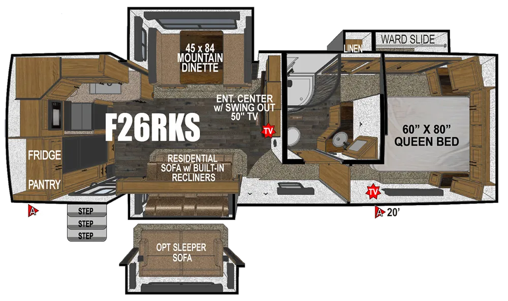 2026 Outdoors Rv GLACIER PEAK 26RKS floor plan