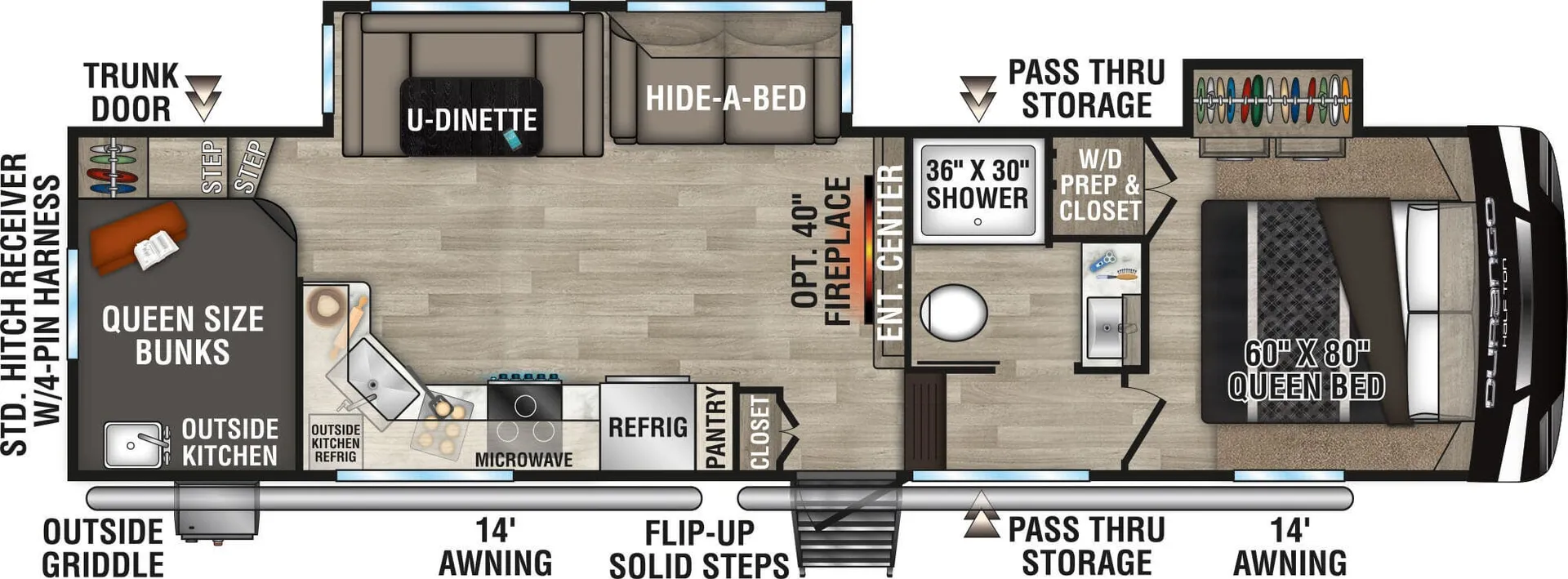 K-Z Durango Half-Ton D286BHD floor plan