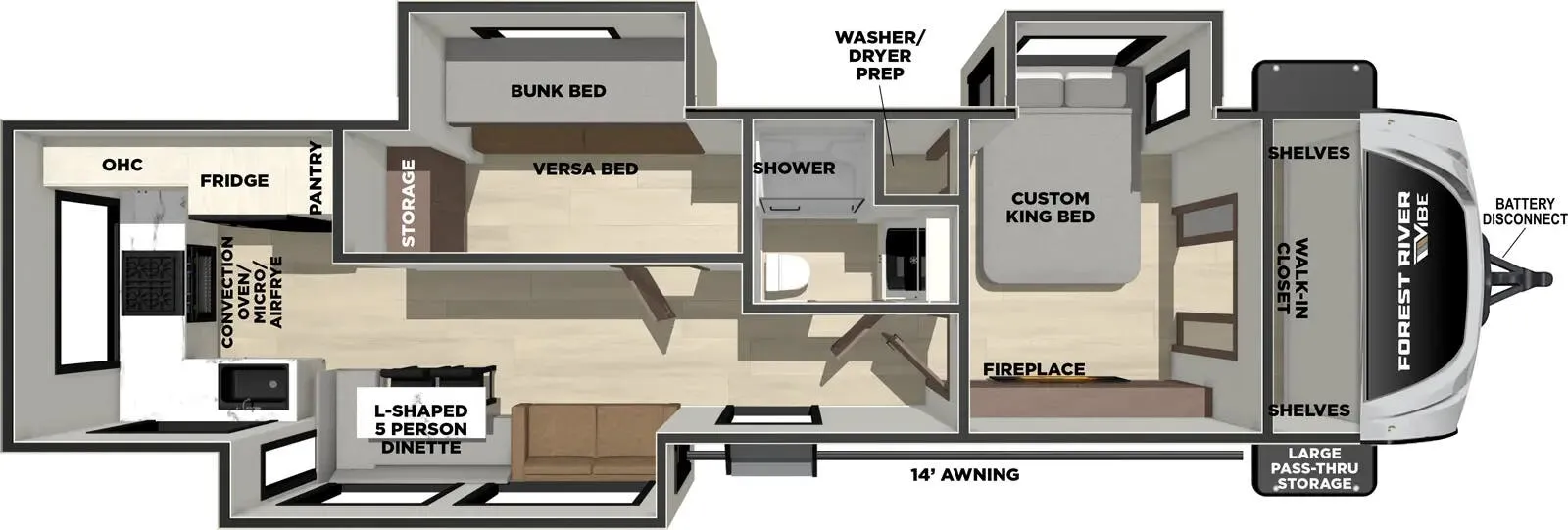Forest River Vibe 3400SB floor plan