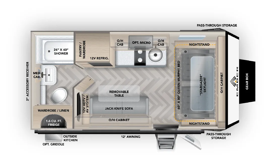 2022 Ember RV Overland 170MRB - Floor plan