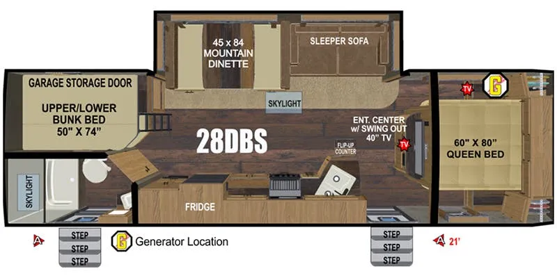 Outdoors RV Back Country Series 28DBS floor plan