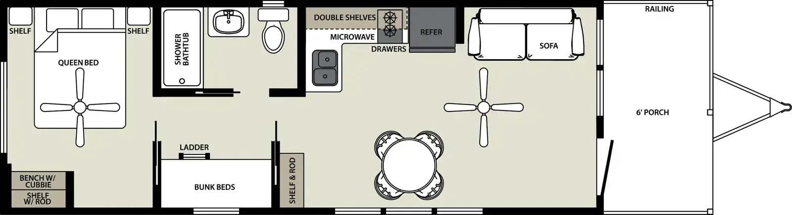 Forest River America's Park Cabins APC-PC-33FP floor plan