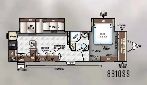 Forest River Rockwood Signature Ultra Lite 8310SS floor plan