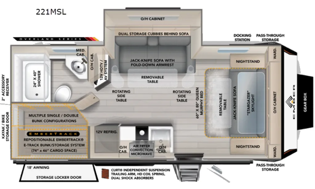 2026 Ember RV Overland 221MSL floor plan