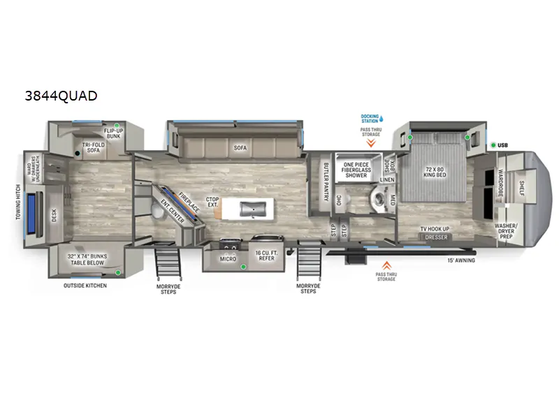 2026 Forest River Sandpiper 3844QUAD — Floor plan