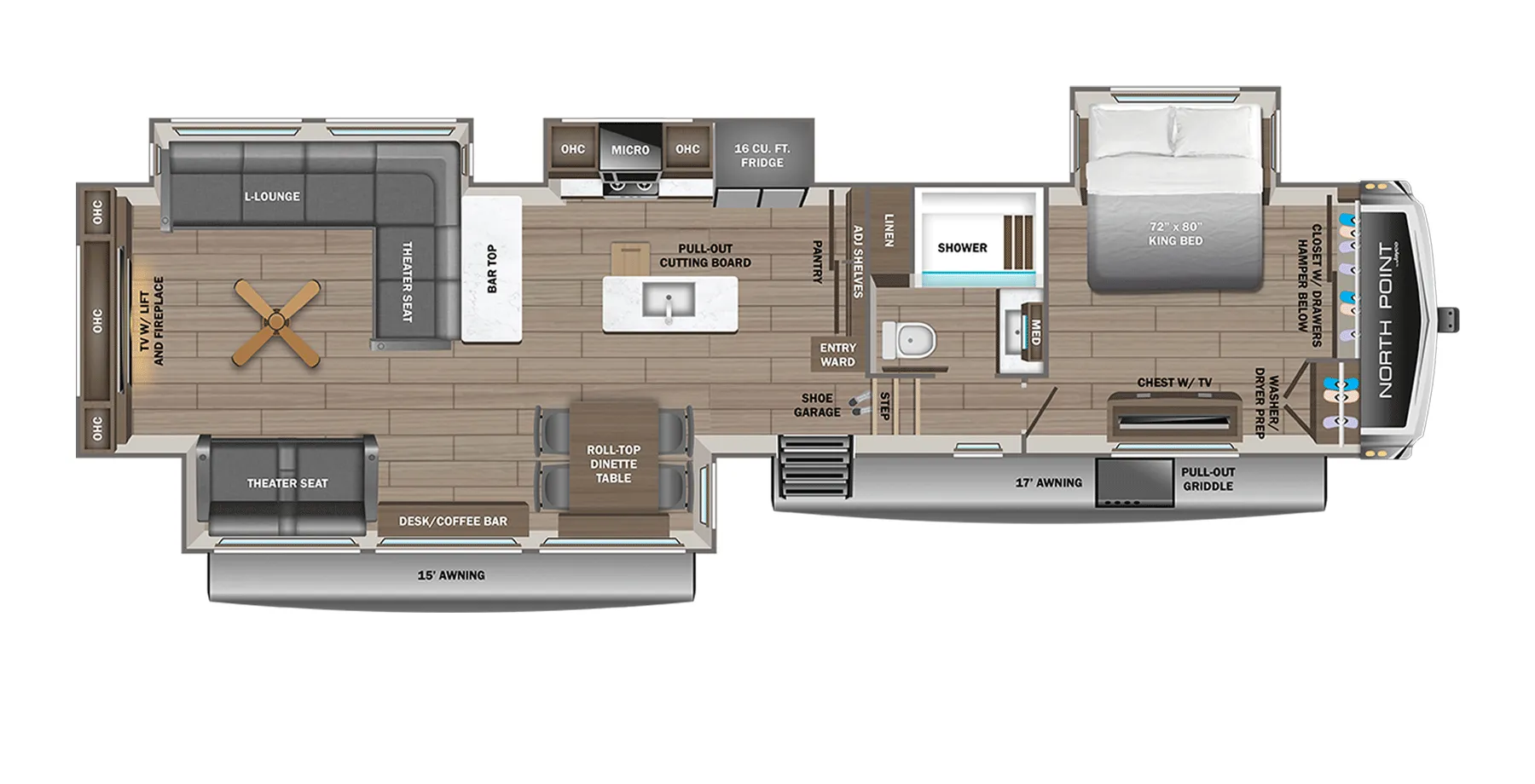 2027 Jayco North Point 381CKRE - Floor plan