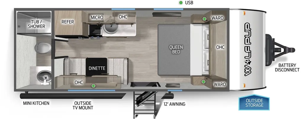 2026 Forest River Cherokee Wolf Pup Black Label 16FQBL floor plan