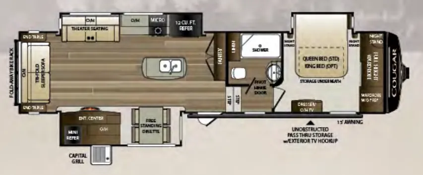 2018 Keystone Cougar 338RLK - Floor plan