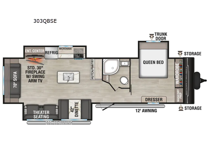 2026 K-Z Sportsmen 303QBSE - Floor plan