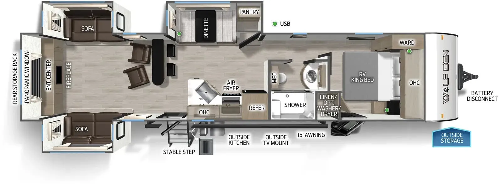 Forest River Cherokee Wolf Den Black Label 306MMBL floor plan