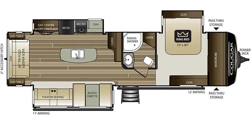 2021 Keystone Cougar Half-Ton 32RLI floor plan