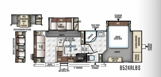 Forest River Flagstaff Classic Super Lite 8524RLBS floor plan
