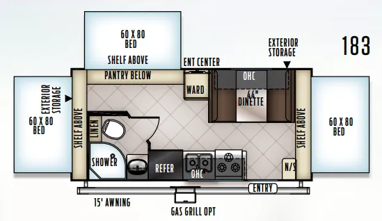 Forest River Rockwood Roo 183 floor plan