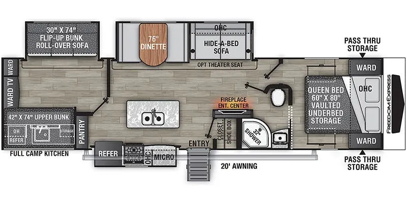 2023 Coachmen Freedom Express Liberty Edition 320BHDSLE — Floor plan