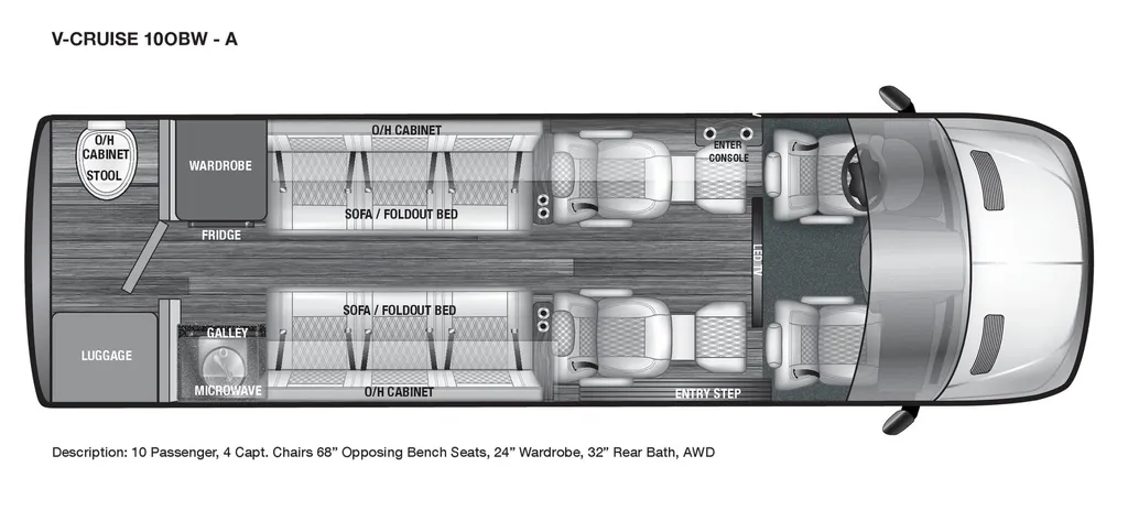 2027 OGV Luxury Coach VCRUISE 10OBWA floor plan